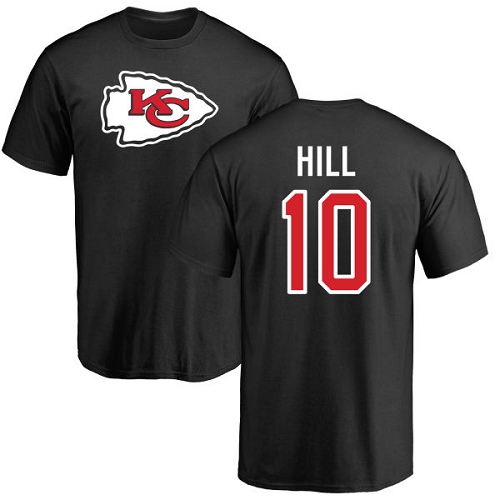 Men Kansas City Chiefs #10 Hill Tyreek Black Name and Number Logo T-Shirt->nfl t-shirts->Sports Accessory